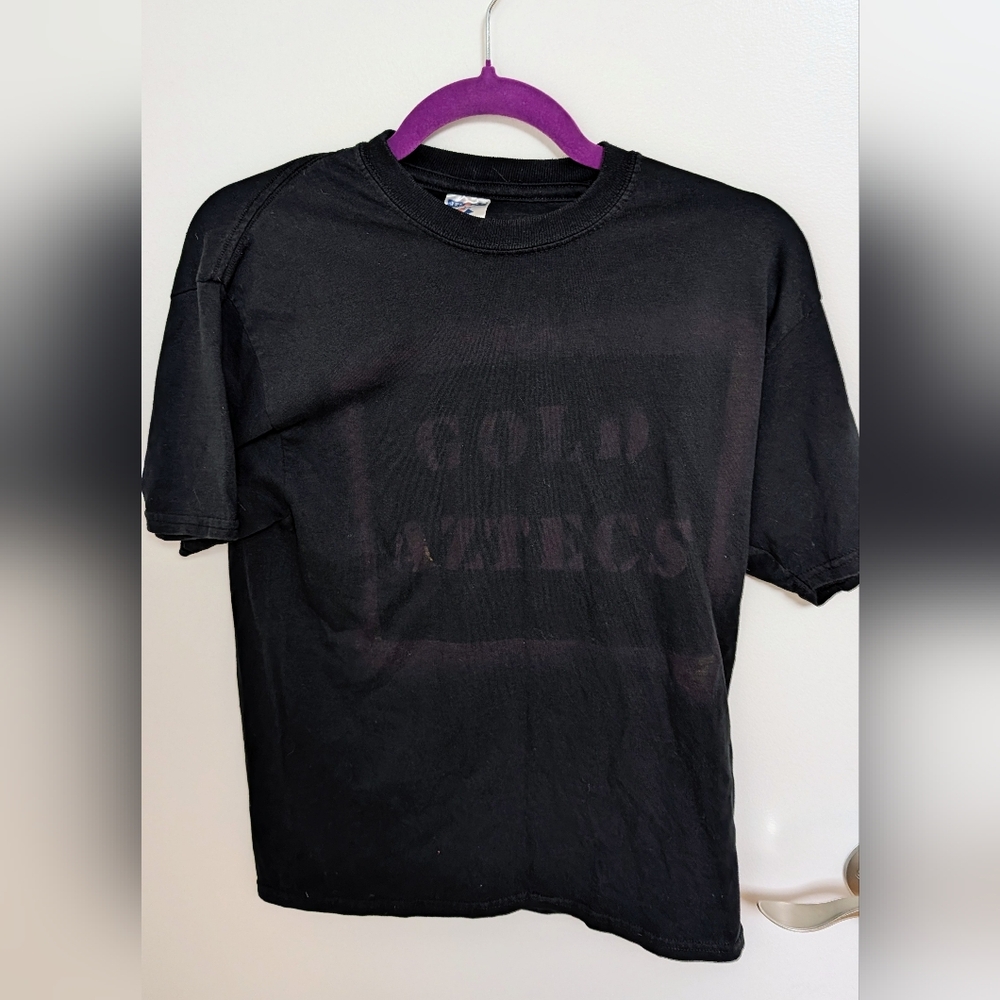 Jerzees Black Tee with Gold Aztecs Print